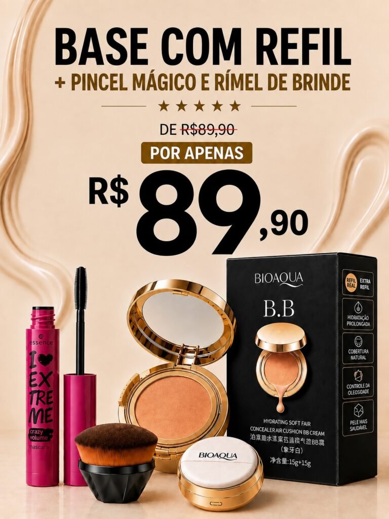 Base Bioaqua com Refil+Pincel+Rimel de Brinde